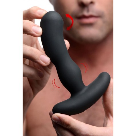 Черный массажер простаты Pro-Digger 7X Silicone Stimulating Beaded P-Spot Vibe