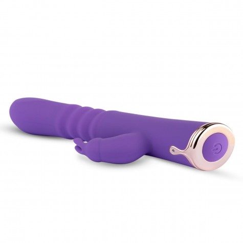 Фиолетовый вибратор-кролик The Queen Thrusting Vibrator - 29 см.